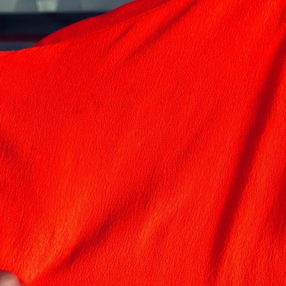 ZARA Red Orange 3/4 Sleeve V-neck Work Dressy Draped Blouse